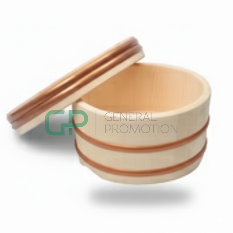 17.jpg Wooden Rice Container W/Cover - Image 1