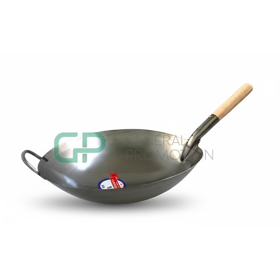 33.jpg Chinese Steel Iron Wok - Wooden Handle - Image 1