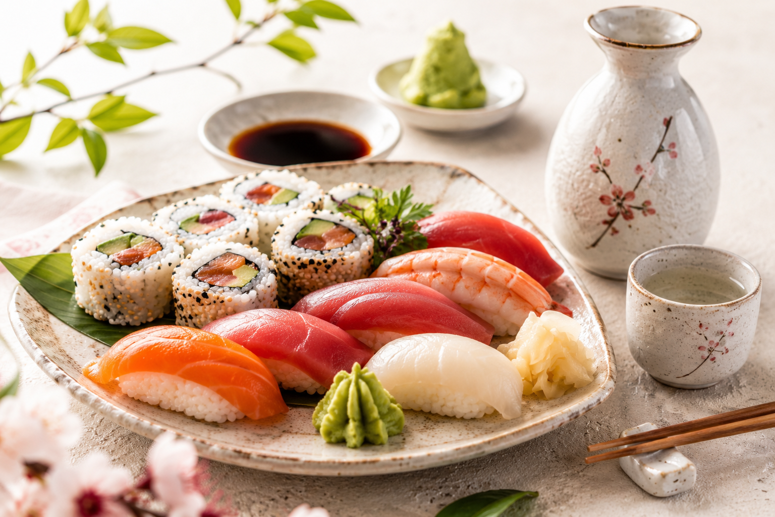 Japanese sushi and traditional cuisine